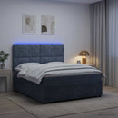 vidaXL LED Boxspring Ágy Mattal Sötétszürke 140 x 200 cm Bársony