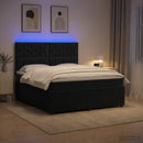 vidaXL LED Boxspring Ágy Mattal Fekete 180 x 200 cm Bársony