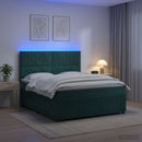 vidaXL LED Boxspring Ágy Mattal Sötétzöld 140 x 200 cm Bársony