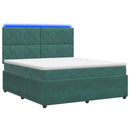 vidaXL LED Boxspring Ágy Mattal Sötétzöld 180 x 200 cm Bársony