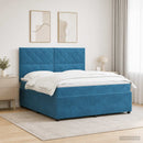 vidaXL LED Boxspring Ágy Mattal fejtámlával Kék 140 x 190 cm Bársony