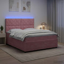 vidaXL LED Boxspring Ágy Mattal Rózsaszín 140 x 190 cm Bársony