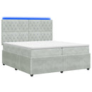 vidaXL LED Boxspring Ágy Mattal Világosszürke 200 x 200 cm Bársony