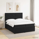 vidaXL LED Boxspring Ágy Mattal Fekete 200 x 200 cm Bársony
