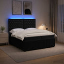 vidaXL LED Boxspring Ágy Mattal Fekete 200 x 200 cm Bársony