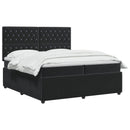 vidaXL LED Boxspring Ágy Mattal Fekete 200 x 200 cm Bársony