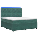 vidaXL LED Boxspring Ágy Mattal Sötétzöld 200 x 200 cm Bársony
