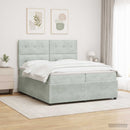 vidaXL LED Boxspring Ágy Mattal Világosszürke 200 x 200 cm Bársony