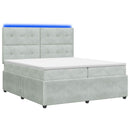 vidaXL LED Boxspring Ágy Mattal Világosszürke 200 x 200 cm Bársony