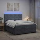 vidaXL LED Boxspring Ágy Mattal Sötétszürke 200 x 200 cm Bársony