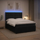 vidaXL LED Boxspring Ágy Mattal Fekete 200 x 200 cm Bársony