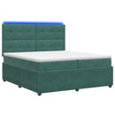 vidaXL LED Boxspring Ágy Mattal Sötétzöld 200 x 200 cm Bársony