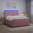 vidaXL LED Boxspring Ágy Mattal Rózsaszín 200 x 200 cm Bársony