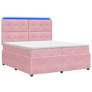 vidaXL LED Boxspring Ágy Mattal Rózsaszín 200 x 200 cm Bársony