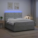 vidaXL LED Boxspring Ágy Mattal Világosszürke 200 x 200 cm Bársony