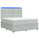 vidaXL LED Boxspring Ágy Mattal Világosszürke 200 x 200 cm Bársony