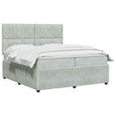 vidaXL LED Boxspring Ágy Mattal Világosszürke 200 x 200 cm Bársony