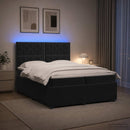 vidaXL LED Boxspring Ágy Mattal Fekete 200 x 200 cm Bársony