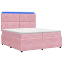 vidaXL LED Boxspring Ágy Mattal Rózsaszín 200 x 200 cm Bársony