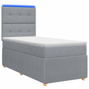 vidaXL LED Boxspring Ágy Mattal Világosszürke 90 x 190 cm Szövet