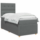 vidaXL LED Boxspring Ágy Mattal Sötétszürke 90 x 190 cm Szövet
