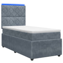 vidaXL LED Boxspring Ágy Mattal Sötétszürke 90 x 190 cm Bársony