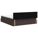 vidaXL Óriáságy matraccal fejtámlával Sötét Barna 140 x 200 cm Szövet