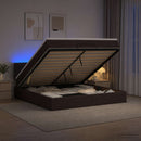 vidaXL Óriási Ágy Matrac és LED világítással Sötét Barna 140 x 200 cm