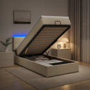 vidaXL Óriási Ágy Matrac és LED világítással Krémszínű 90 x 190 cm