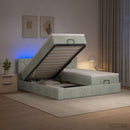 vidaXL Óriási Ágy Matrac és LED világítással Világosszürke Bársony