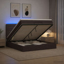 vidaXL Óriási Ágy Matrac és LED világítással Sötét Barna 140 x 200 cm