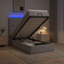 vidaXL Óriási Ágy Matrac és LED világítással Világosszürke Szövet