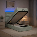 vidaXL Óriási Ágy Matrac és LED világítással Világosszürke Bársony