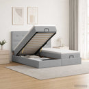 vidaXL Óriáságy matraccal fejtámlával 2 db Világosszürke Szövet