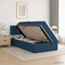 vidaXL Ágy tárolóval és matraccal fejtámlával Kék 100 x 200 cm Bársony