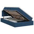 vidaXL Ágy tárolóval és matraccal fejtámlával Kék 120 x 200 cm Bársony