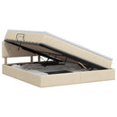 vidaXL Ágy tárolóval és matraccal Krémszínű 180 x 200 cm Bársony