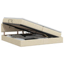 vidaXL Ágy tárolóval és matraccal Krémszínű 200 x 200 cm Bársony