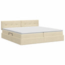 vidaXL Ágy tárolóval és matraccal Krémszínű 200 x 200 cm Bársony