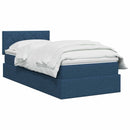 vidaXL Ágy tárolóval és matraccal fejtámlával Kék 90 x 200 cm Bársony