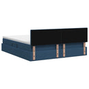 vidaXL Ágy tárolóval és matraccal fejtámlával Kék 160 x 200 cm Bársony