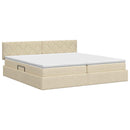 vidaXL Ágy tárolóval és matraccal Krémszínű 200 x 200 cm Bársony
