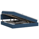 vidaXL Ágy tárolóval és matraccal fejtámlával Kék 200 x 200 cm Bársony