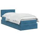 vidaXL Tárolós Ágy fejtámlával Sötét kék 90 x 190 cm Bársony