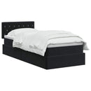 vidaXL Tárolós Ágy fejtámlával Fekete 90 x 200 cm Bársony