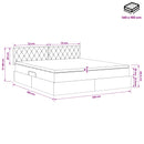 vidaXL Tárolós Ágy fejtámlával Világosszürke 140 x 190 cm Bársony