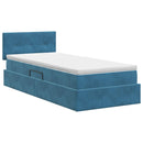 vidaXL Tárolós Ágy fejtámlával Sötét kék 90 x 190 cm Bársony