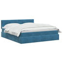 vidaXL Tárolós Ágy fejtámlával Sötét kék 180 x 200 cm Bársony