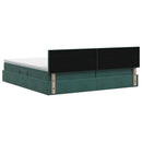 vidaXL Tárolós Ágy fejtámlával Sötétzöld 200 x 200 cm Bársony