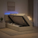 vidaXL LED tárolós ágy matraccal Krémszínű 100 x 200 cm Szövet
